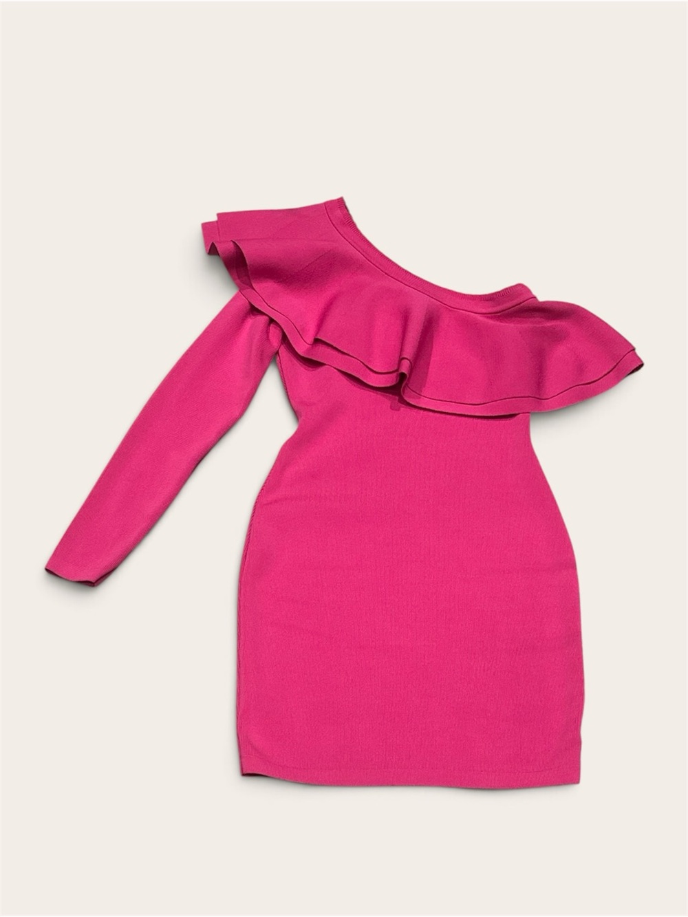 Endless Rose One-Shoulder Ruffle Bodycon Dress - Bright Pink